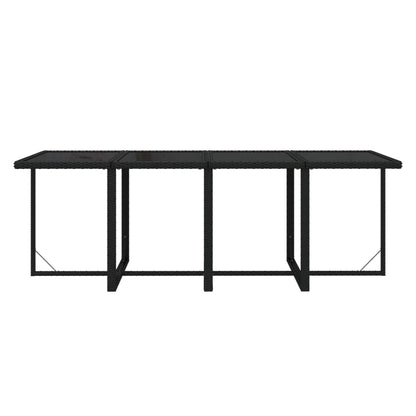 9-Delige Tuinset Met Kussens Poly Rattan Zwart 219 cm table length