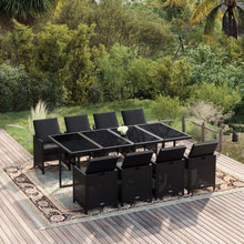 9-Delige Tuinset Met Kussens Poly Rattan Zwart 219 cm table length