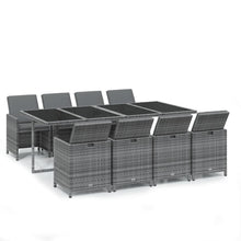 9-Delige Tuinset Met Kussens Poly Rattan Grijs 219 cm table length 8x Fauteuil + Tafel