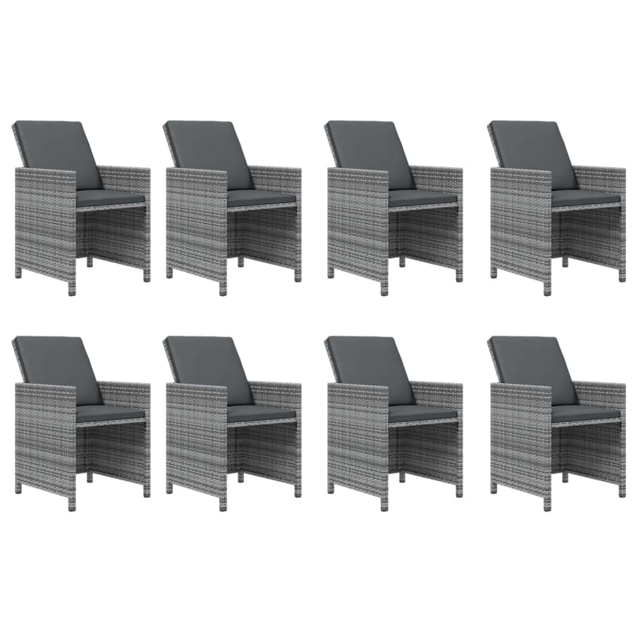 9-Delige Tuinset Met Kussens Poly Rattan Grijs 219 cm table length 8x Fauteuil + Tafel