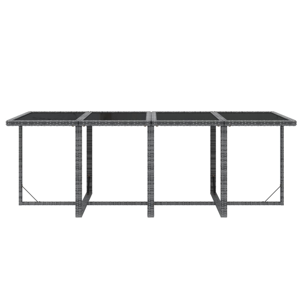 9-Delige Tuinset Met Kussens Poly Rattan Grijs 219 cm table length 8x Fauteuil + Tafel