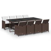 9-Delige Tuinset Met Kussens Poly Rattan Bruin 219 cm table length