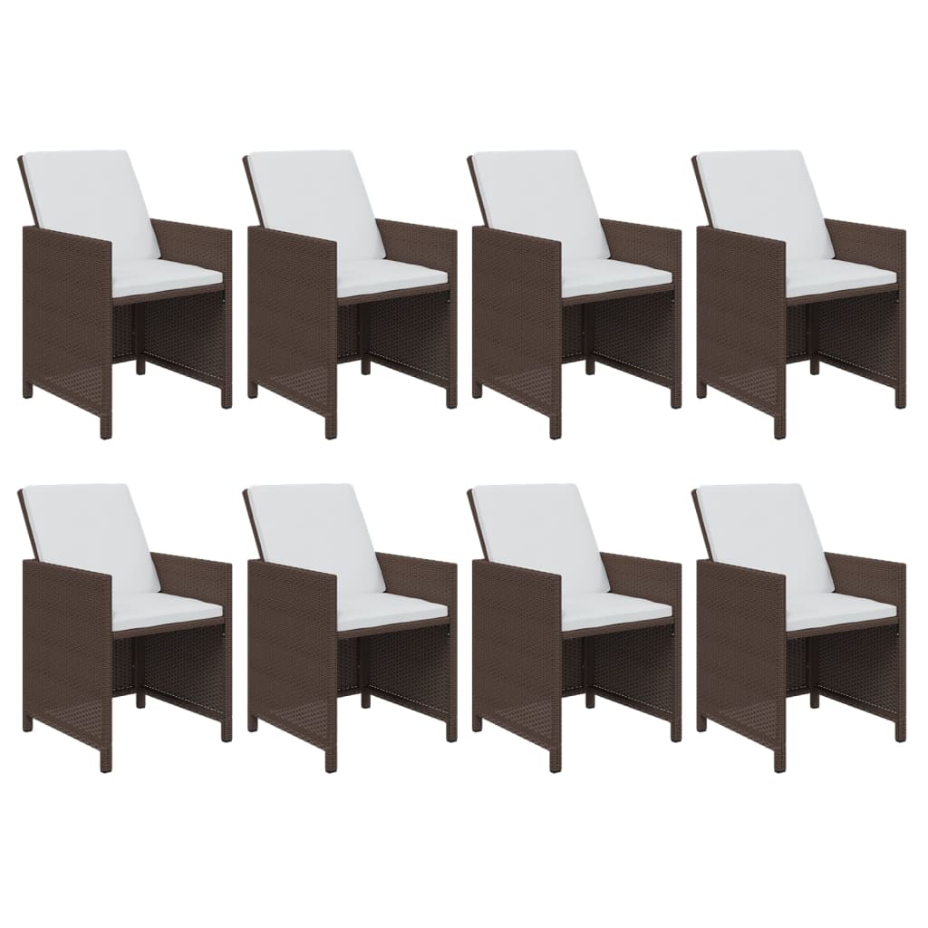 9-Delige Tuinset Met Kussens Poly Rattan Bruin 219 cm table length