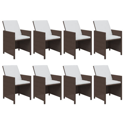 9-Delige Tuinset Met Kussens Poly Rattan Bruin 219 cm table length