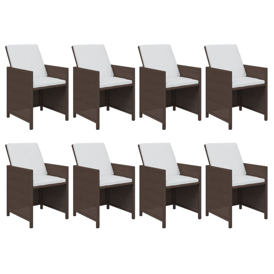 9-Delige Tuinset Met Kussens Poly Rattan Bruin 219 cm table length