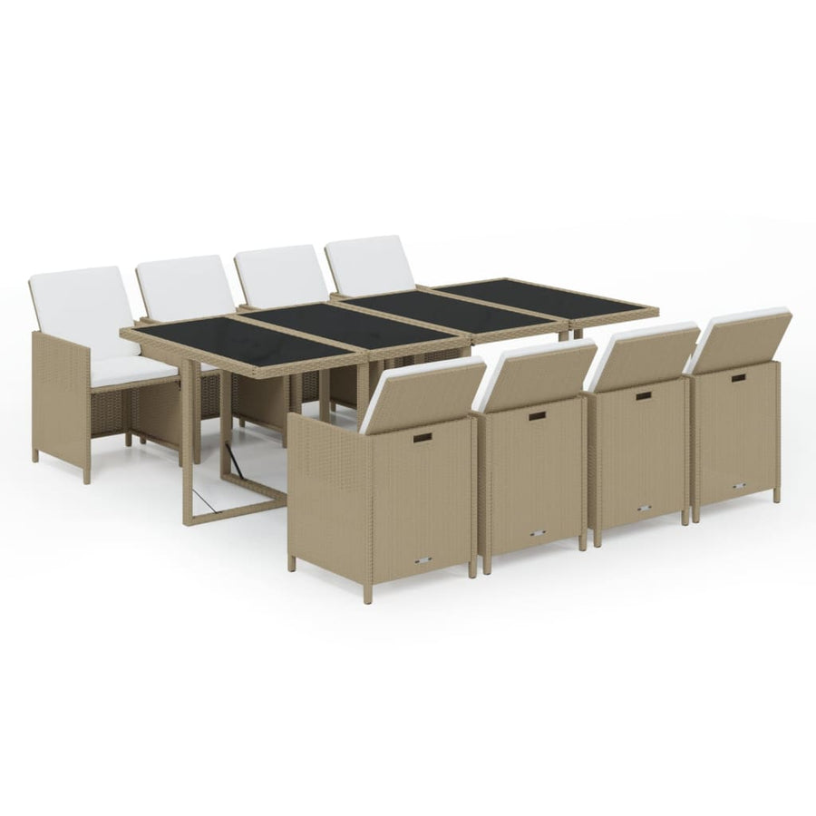 9-Delige Tuinset Met Kussens Poly Rattan Beige 1
