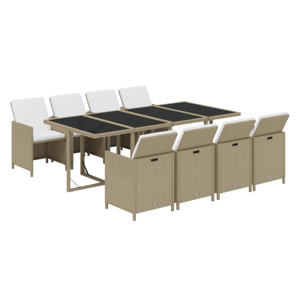 9-Delige Tuinset Met Kussens Poly Rattan Beige 1