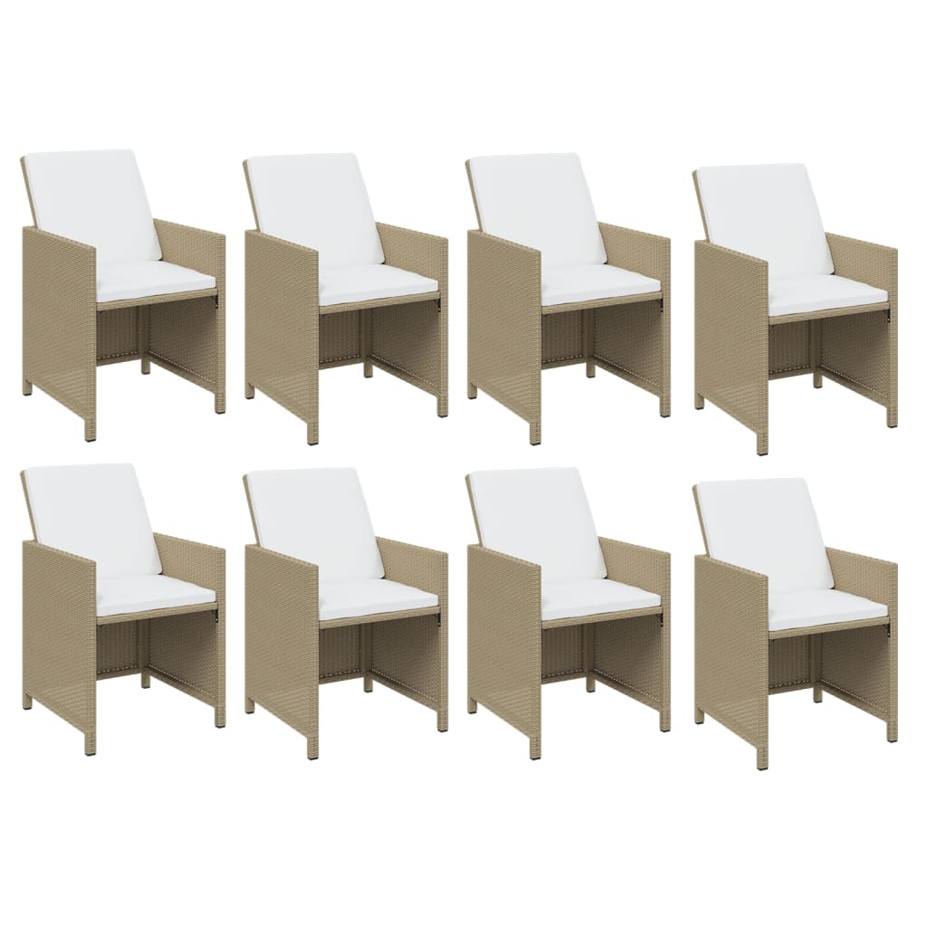 9-Delige Tuinset Met Kussens Poly Rattan Beige 1