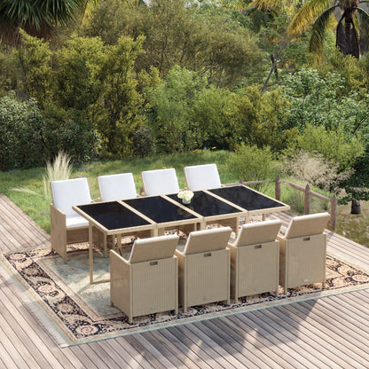 9-Delige Tuinset Met Kussens Poly Rattan Beige 1
