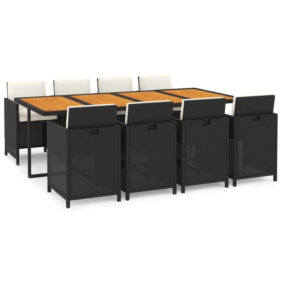 9-Delige Tuinset Met Kussens Poly Rattan Zwart En Bruin 1