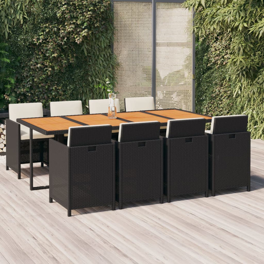 9-Delige Tuinset Met Kussens Poly Rattan Zwart En Bruin 1