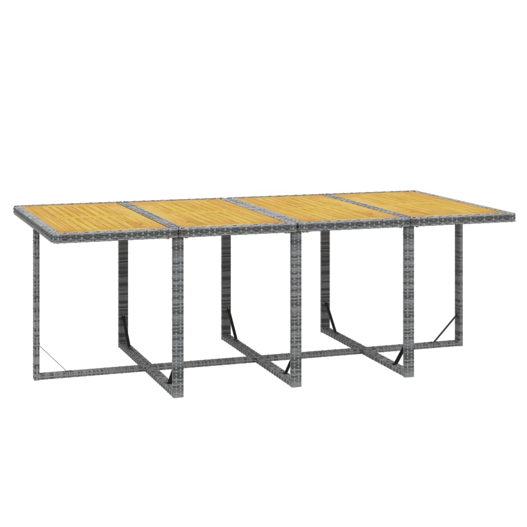 9-Delige Tuinset Met Kussens Poly Rattan Grijs Grijs en bruin 219 cm table length 8x Fauteuil + Tafel