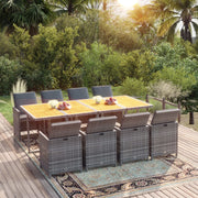 Tuinset 9-delig poly rattan grijs met kussens