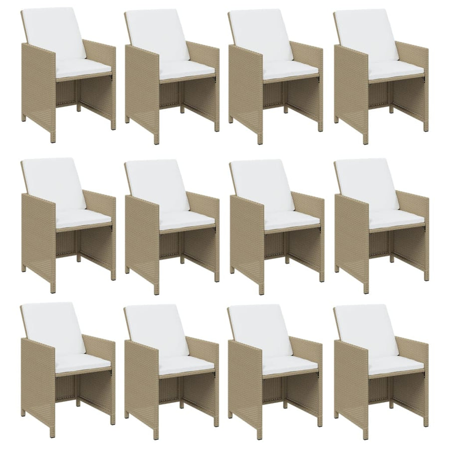 13-Delige Tuinset Met Kussens Poly Rattan Beige 219 cm table length