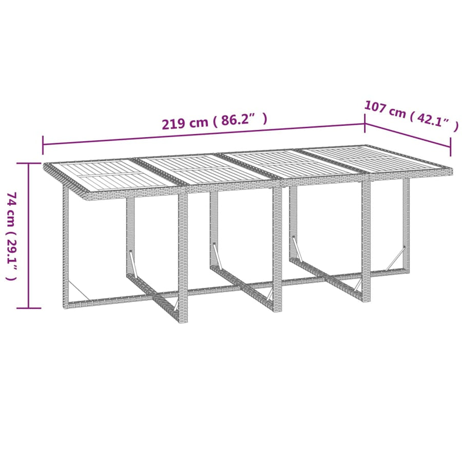 13-Delige Tuinset Met Kussens Poly Rattan Beige 219 cm table length