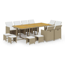 13-Delige Tuinset Met Kussens Poly Rattan Beige Beige en bruin