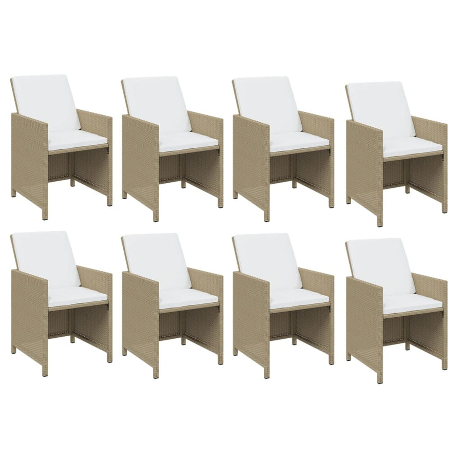 13-Delige Tuinset Met Kussens Poly Rattan Beige Beige en bruin