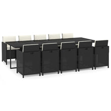 11-delige Tuinset met kussens poly rattan zwart