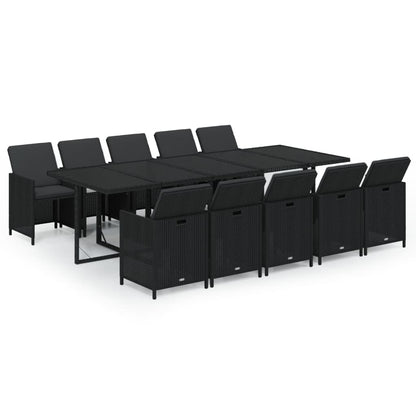 11-Delige Tuinset Met Kussens Poly Rattan Zwart 1