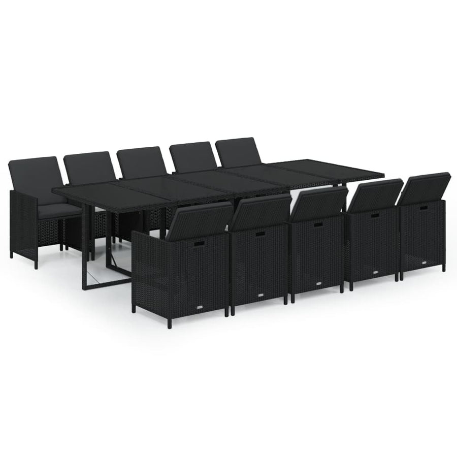 11-Delige Tuinset Met Kussens Poly Rattan Zwart 1