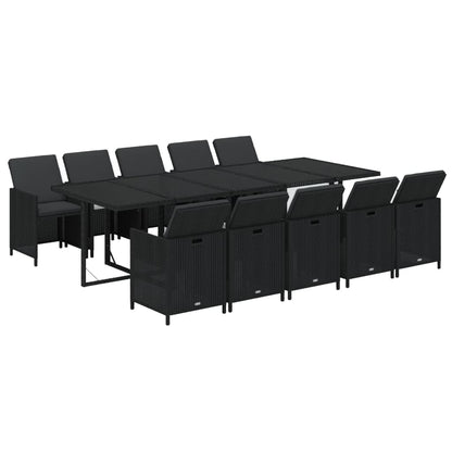 11-Delige Tuinset Met Kussens Poly Rattan Zwart 1