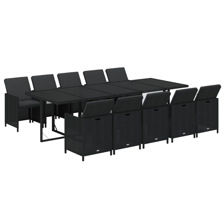 11-Delige Tuinset Met Kussens Poly Rattan Zwart 1