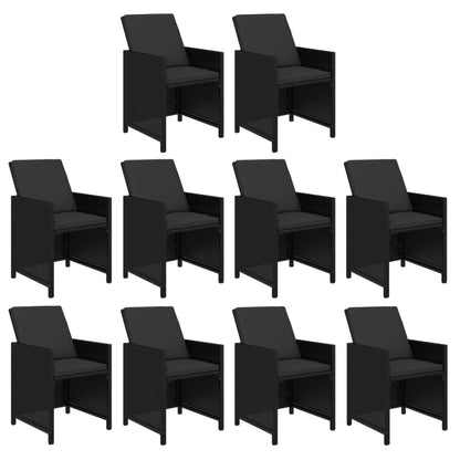 11-Delige Tuinset Met Kussens Poly Rattan Zwart 1