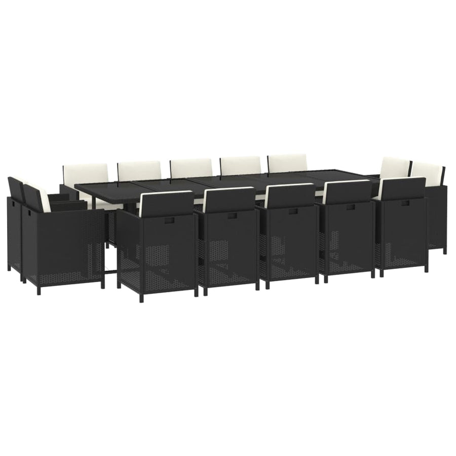 15-delige Tuinset met kussens poly rattan zwart
