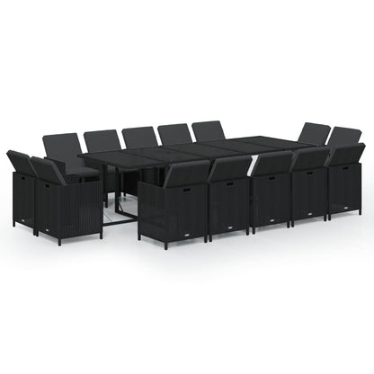 15-Delige Tuinset Met Kussens Poly Rattan Zwart 1