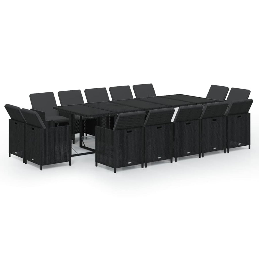15-Delige Tuinset Met Kussens Poly Rattan Zwart 1