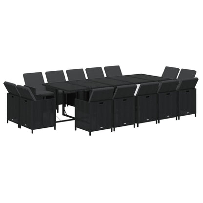 15-Delige Tuinset Met Kussens Poly Rattan Zwart 1