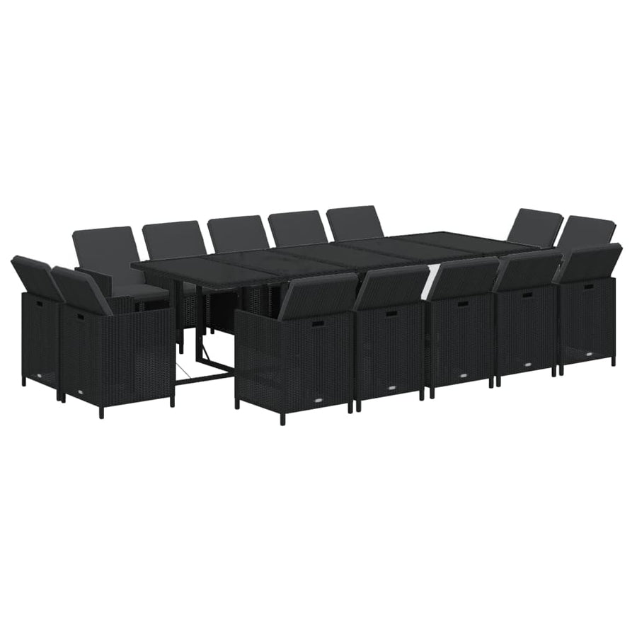 15-Delige Tuinset Met Kussens Poly Rattan Zwart 1