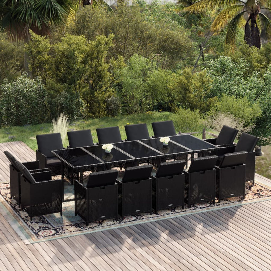 15-Delige Tuinset Met Kussens Poly Rattan Zwart 1