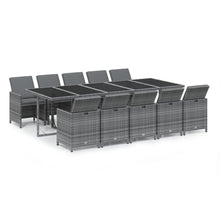 -Delige Tuinset Met Kussens Poly Rattan Grijs 10x Fauteuil + Tafel