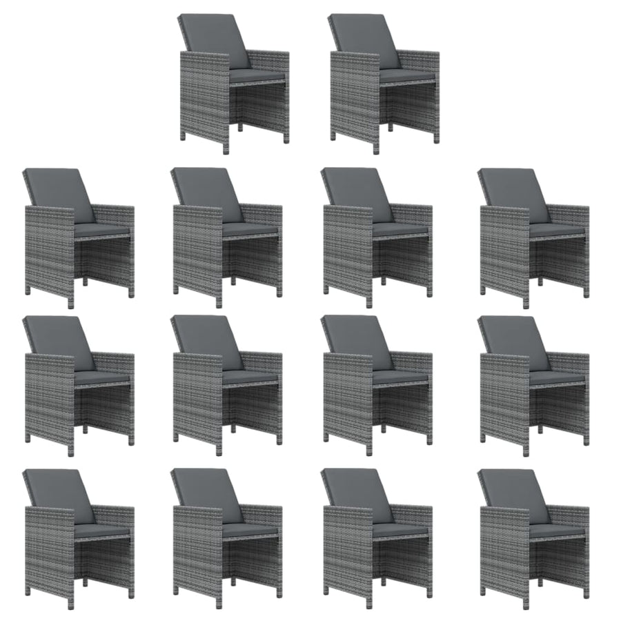 5-Delige Tuinset Met Kussens Poly Rattan Grijs 14x Fauteuil + Tafel