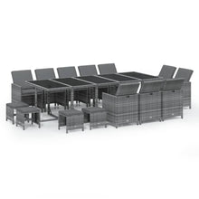 5-Delige Tuinset Met Kussens Poly Rattan Grijs 4x voetensteun + 10x Fauteuil + Tafel