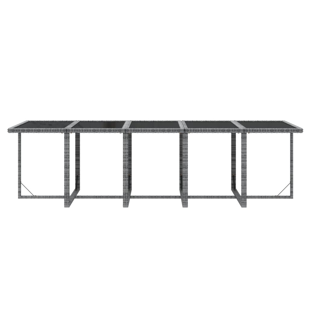 5-Delige Tuinset Met Kussens Poly Rattan Grijs 4x voetensteun + 10x Fauteuil + Tafel