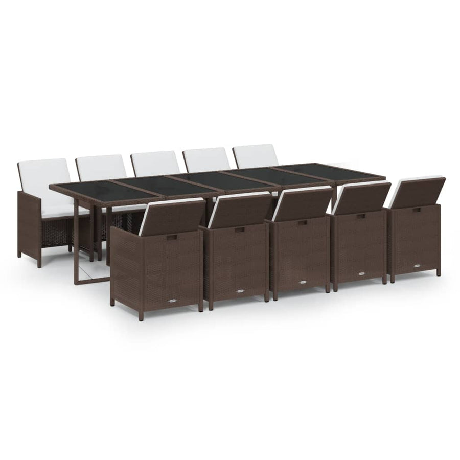 11-Delige Tuinset Met Kussens Poly Rattan Bruin Bruin