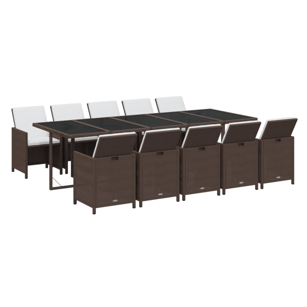 11-Delige Tuinset Met Kussens Poly Rattan Bruin Bruin