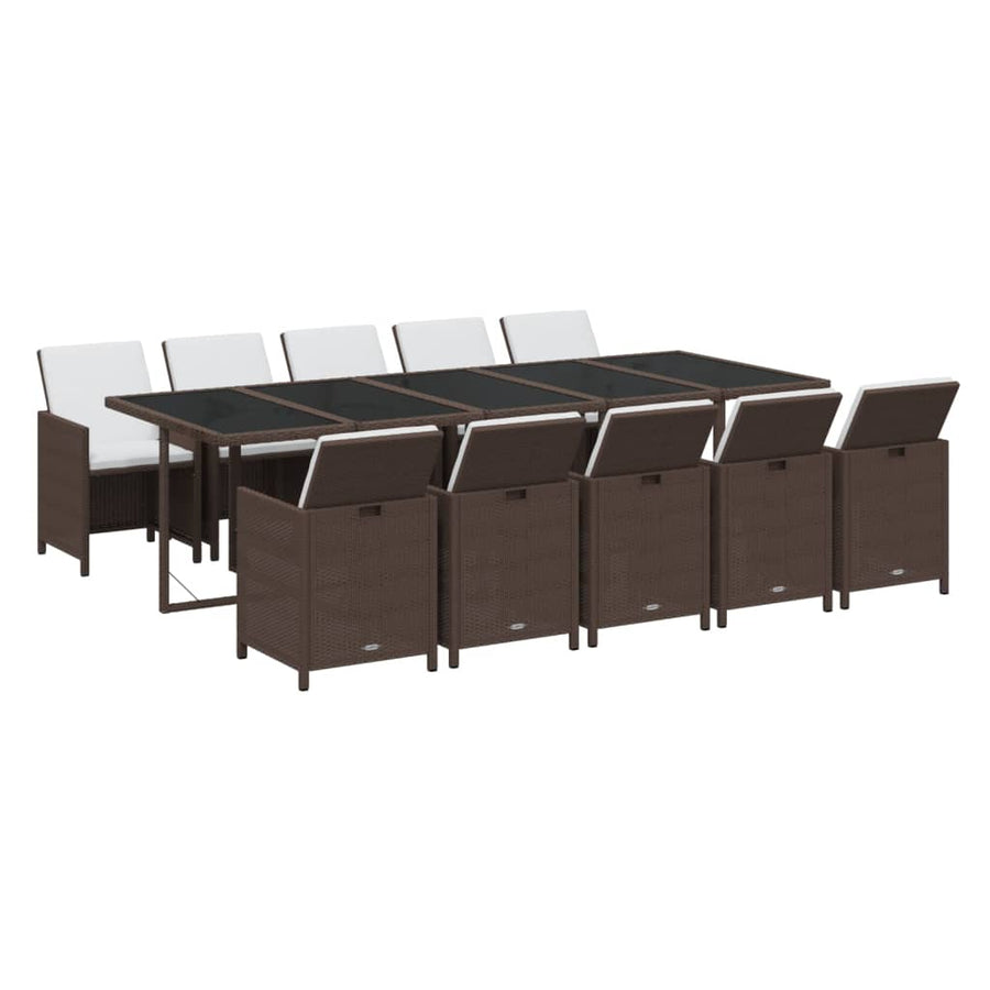11-Delige Tuinset Met Kussens Poly Rattan Bruin Bruin