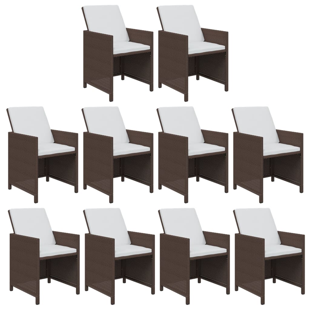 11-Delige Tuinset Met Kussens Poly Rattan Bruin Bruin
