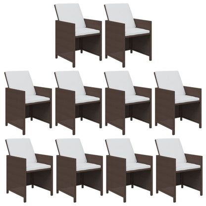 11-Delige Tuinset Met Kussens Poly Rattan Bruin Bruin