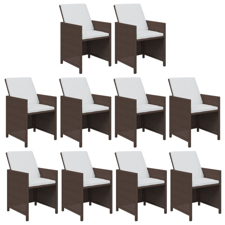 11-Delige Tuinset Met Kussens Poly Rattan Bruin Bruin