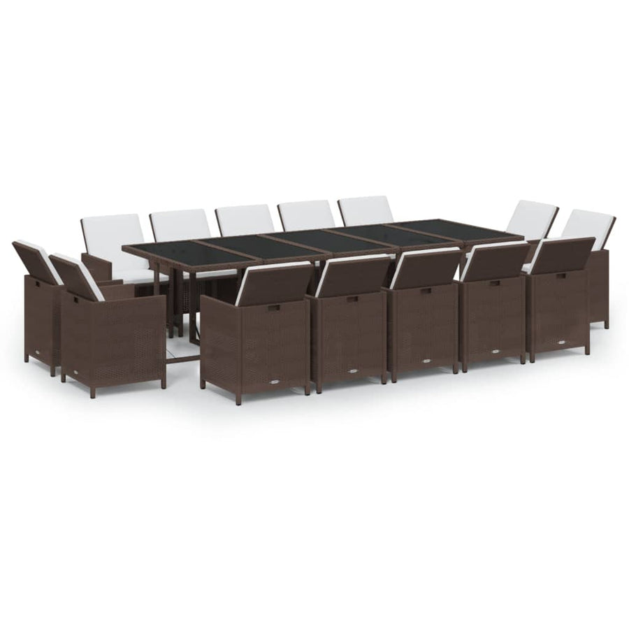 15-Delige Tuinset Met Kussens Poly Rattan Bruin Bruin