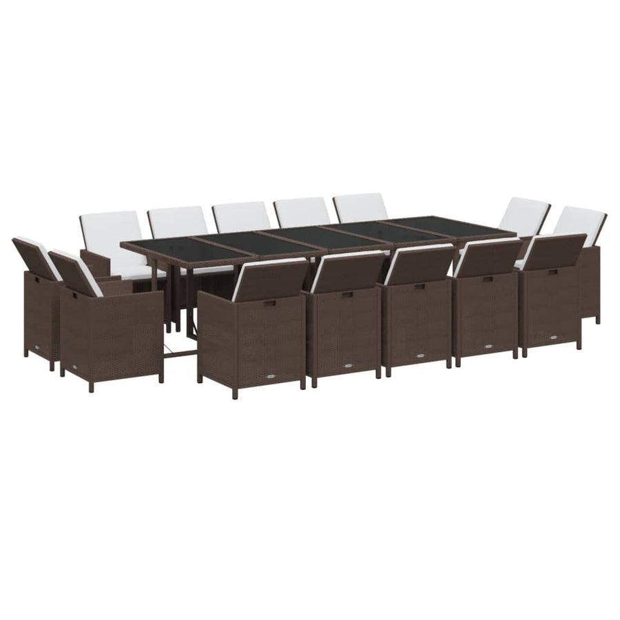 15-Delige Tuinset Met Kussens Poly Rattan Bruin Bruin