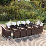 Tuinset 15-delig poly rattan bruin