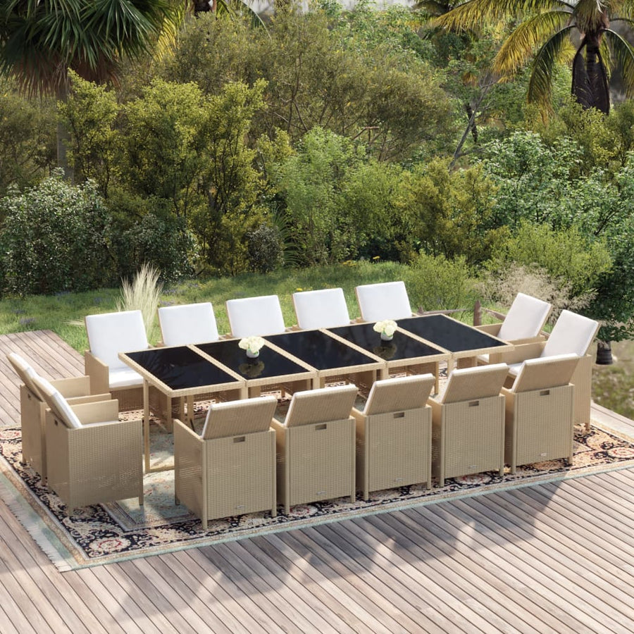 15-Delige Tuinset Met Kussens Poly Rattan 1