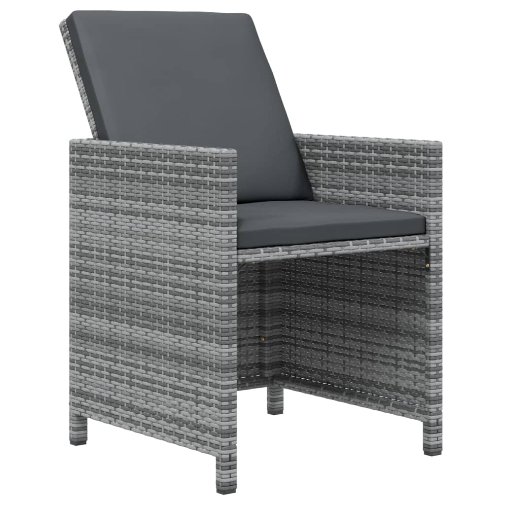 11-Delige Tuinset Met Kussens Poly Rattan Grijs Grijs en bruin 10x Fauteuil + Tafel