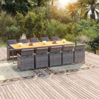 Tuinset 11-delig poly rattan grijs