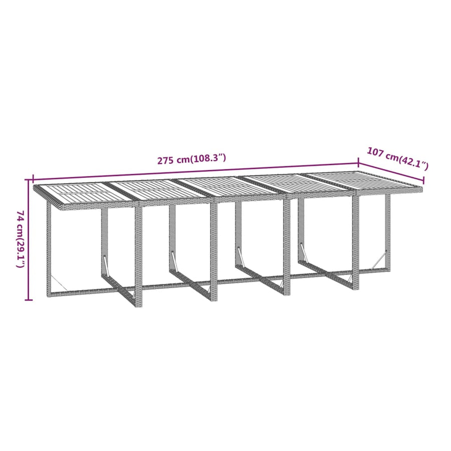 11-Delige Tuinset Met Kussens Poly Rattan Beige Beige en bruin